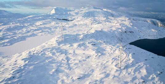 Wind turbines in Sorfjord, Norway