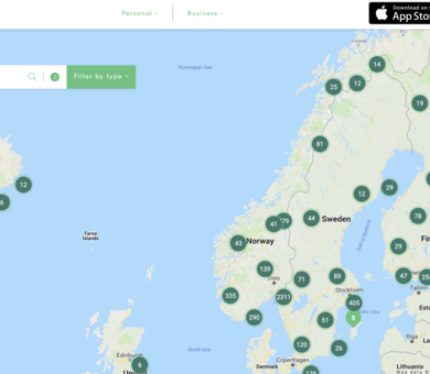 map of EV chargers