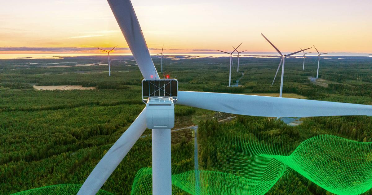 Kalax wind farm with aurora.