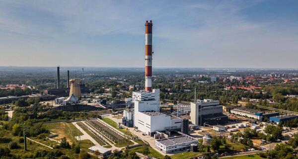 Zabrze CHP plant photographed from the air.